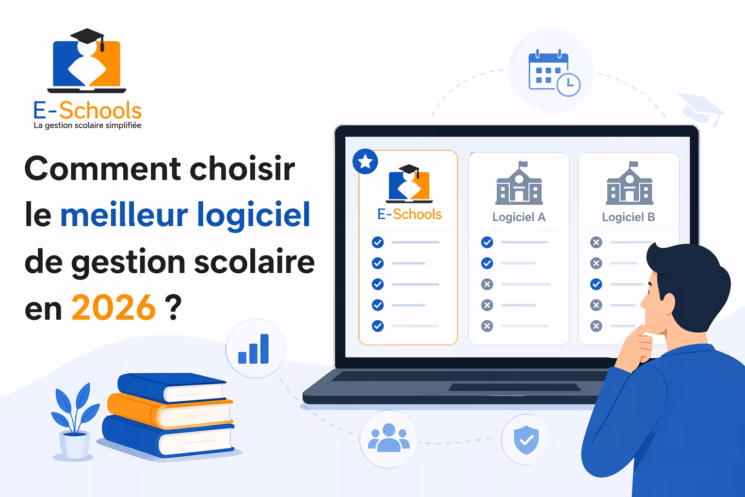 Une personne comparant les fonctionnalités d'E-Schools avec d'autres solutions pour choisir le meilleur logiciel de gestion scolaire au Maroc en 2026